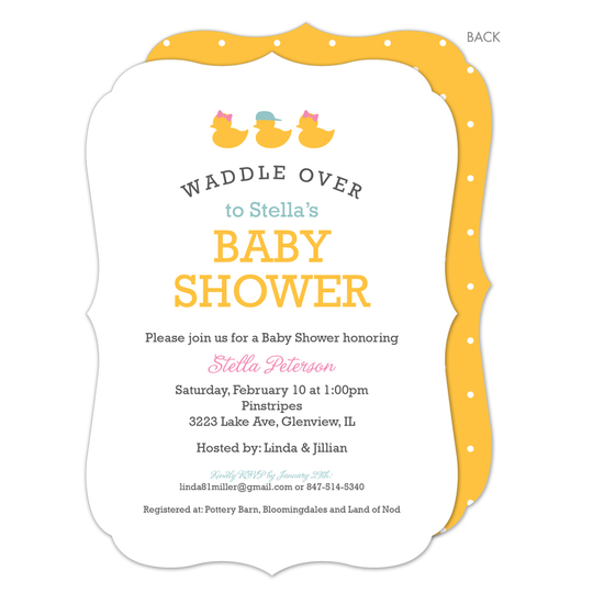 Rubber Duckie Triplets Shower Invitations
